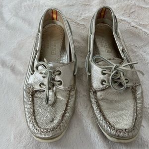 Sperry Top Sider J. Crew Gold Metallic Boat Shoe - size 9.5